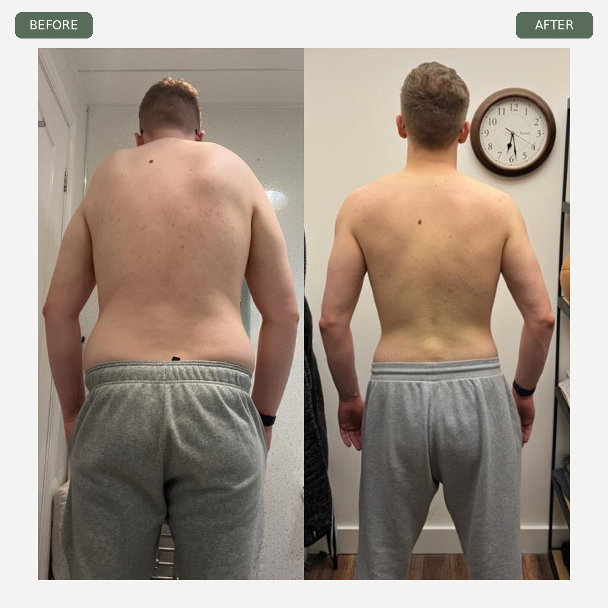 Gym 72 male client personal training before and after results